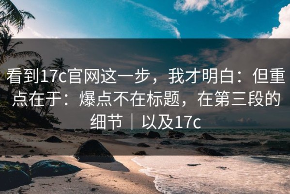 看到17c官网这一步，我才明白：但重点在于：爆点不在标题，在第三段的细节｜以及17c
