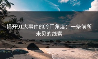 揭开91大事件的冷门角度：一条前所未见的线索