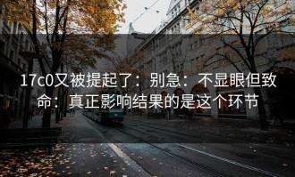 17c0又被提起了：别急：不显眼但致命：真正影响结果的是这个环节