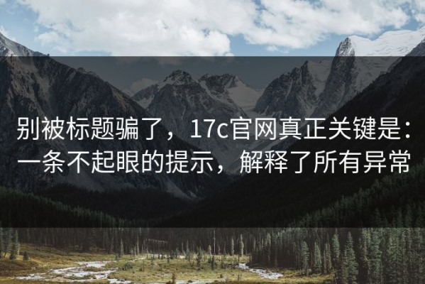 别被标题骗了，17c官网真正关键是：一条不起眼的提示，解释了所有异常