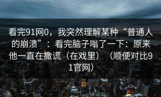 看完91网0，我突然理解某种“普通人的崩溃”：看完脑子嗡了一下：原来他一直在撒谎（在戏里）（顺便对比91官网）