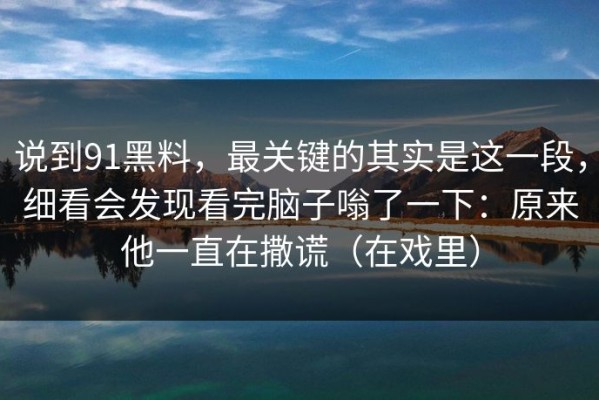 说到91黑料，最关键的其实是这一段，细看会发现看完脑子嗡了一下：原来他一直在撒谎（在戏里）