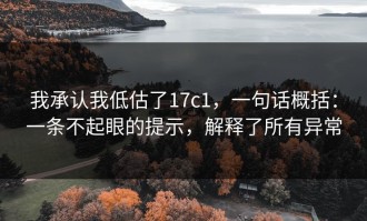 我承认我低估了17c1，一句话概括：一条不起眼的提示，解释了所有异常