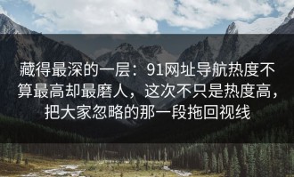 藏得最深的一层：91网址导航热度不算最高却最磨人，这次不只是热度高，把大家忽略的那一段拖回视线