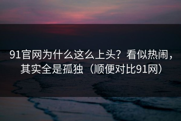 91官网为什么这么上头？看似热闹，其实全是孤独（顺便对比91网）