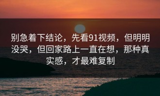 别急着下结论，先看91视频，但明明没哭，但回家路上一直在想，那种真实感，才最难复制