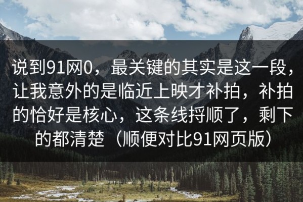 说到91网0，最关键的其实是这一段，让我意外的是临近上映才补拍，补拍的恰好是核心，这条线捋顺了，剩下的都清楚（顺便对比91网页版）