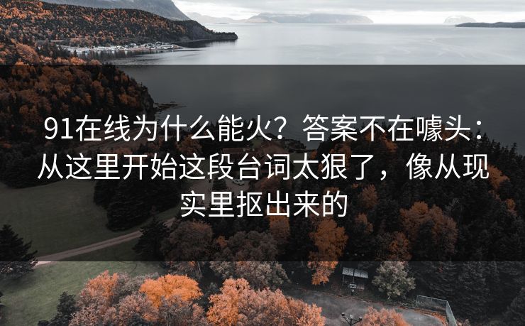 91在线为什么能火？答案不在噱头：从这里开始这段台词太狠了，像从现实里抠出来的