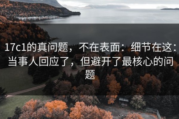 17c1的真问题，不在表面：细节在这：当事人回应了，但避开了最核心的问题