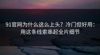 91官网为什么这么上头？冷门但好用：用这条线索串起全片细节