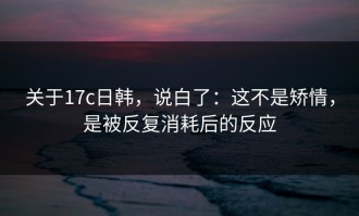 关于17c日韩，说白了：这不是矫情，是被反复消耗后的反应