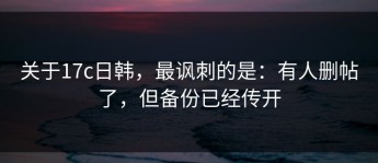 关于17c日韩，最讽刺的是：有人删帖了，但备份已经传开