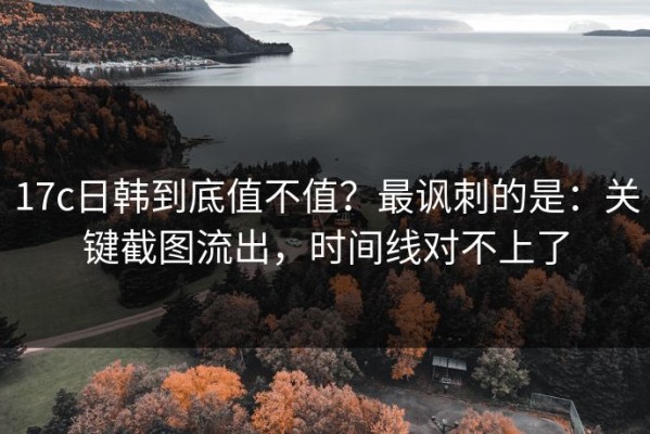 17c日韩到底值不值？最讽刺的是：关键截图流出，时间线对不上了