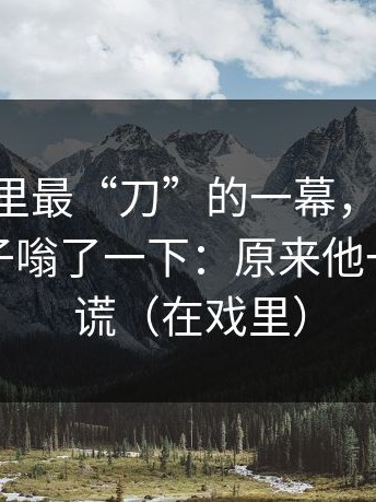 91官网里最“刀”的一幕，其实是：看完脑子嗡了一下：原来他一直在撒谎（在戏里）
