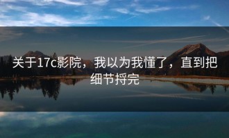 关于17c影院，我以为我懂了，直到把细节捋完