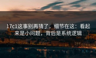 17c1这事别再猜了，细节在这：看起来是小问题，背后是系统逻辑