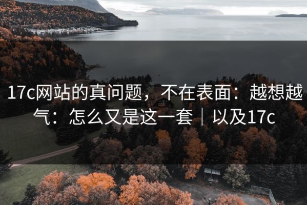 17c网站的真问题，不在表面：越想越气：怎么又是这一套｜以及17c