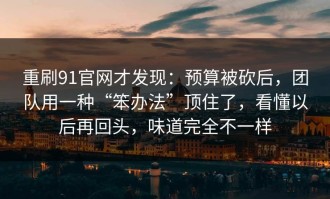 重刷91官网才发现：预算被砍后，团队用一种“笨办法”顶住了，看懂以后再回头，味道完全不一样