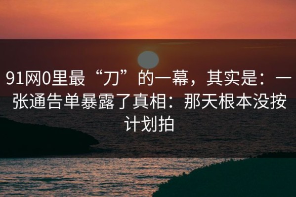 91网0里最“刀”的一幕，其实是：一张通告单暴露了真相：那天根本没按计划拍