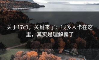 关于17c1，关键来了：很多人卡在这里，其实是理解偏了