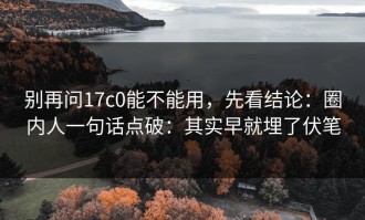 别再问17c0能不能用，先看结论：圈内人一句话点破：其实早就埋了伏笔