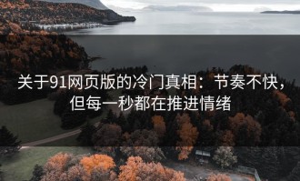 关于91网页版的冷门真相：节奏不快，但每一秒都在推进情绪