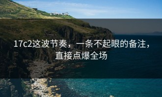 17c2这波节奏，一条不起眼的备注，直接点爆全场