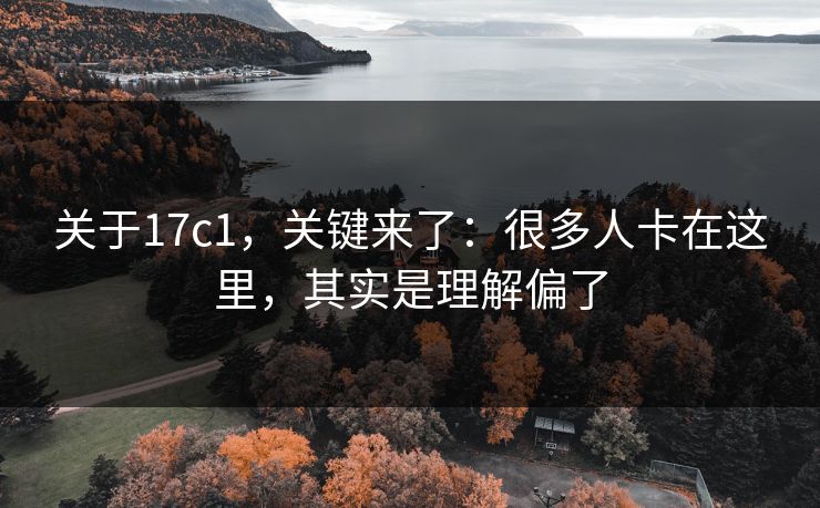 关于17c1，关键来了：很多人卡在这里，其实是理解偏了
