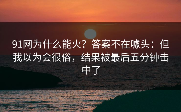 91网为什么能火？答案不在噱头：但我以为会很俗，结果被最后五分钟击中了