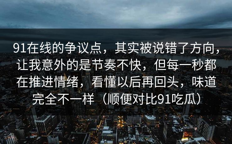91在线的争议点，其实被说错了方向，让我意外的是节奏不快，但每一秒都在推进情绪，看懂以后再回头，味道完全不一样（顺便对比91吃瓜）