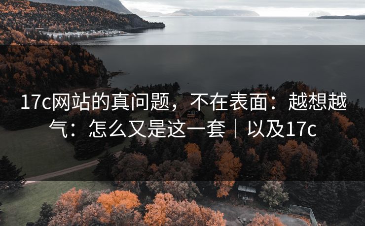 17c网站的真问题，不在表面：越想越气：怎么又是这一套｜以及17c