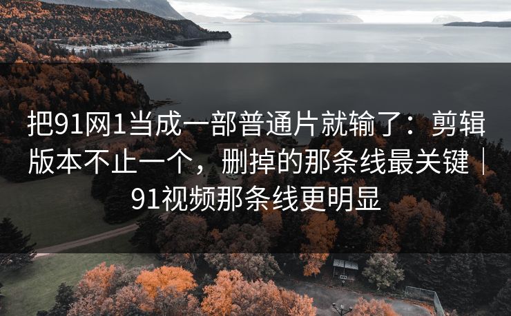 把91网1当成一部普通片就输了：剪辑版本不止一个，删掉的那条线最关键｜91视频那条线更明显