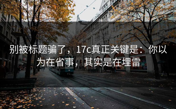 别被标题骗了，17c真正关键是：你以为在省事，其实是在埋雷