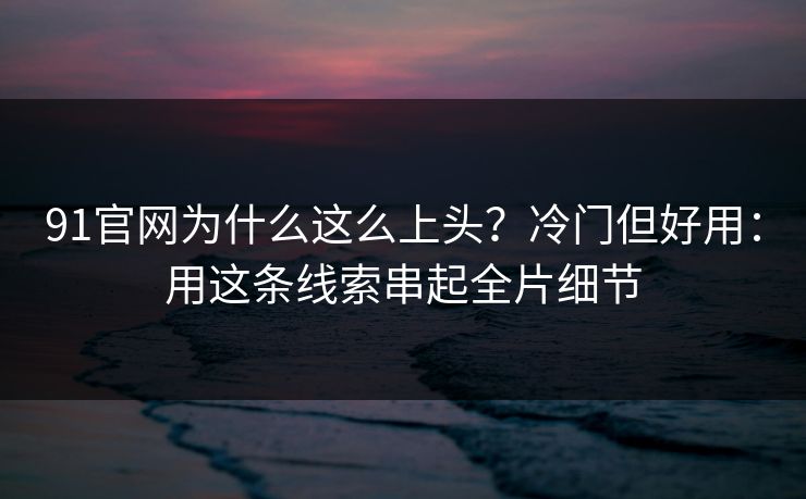 91官网为什么这么上头？冷门但好用：用这条线索串起全片细节