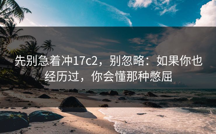 先别急着冲17c2,别忽略:如果你也经历过,你会懂那种憋屈 先别急着冲17c2,别忽略:如果你也经历过,你会懂那种憋屈
